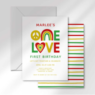 Invitation d'anniversaire reggae One Love First