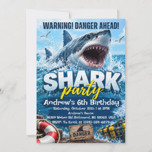 Invitation d'anniversaire requin bleu personnel