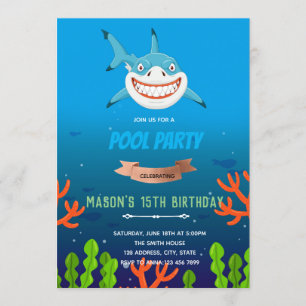 Invitation d'anniversaire requin mignon
