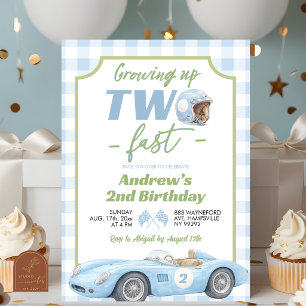 Invitation d'anniversaire rétro bleu prépa TWO Fas