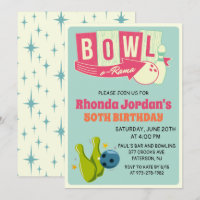 Invitation d'anniversaire Rétro Bowling - Tous âge