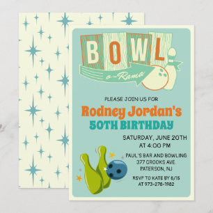 Invitation d'anniversaire Rétro Bowling - Tous âge