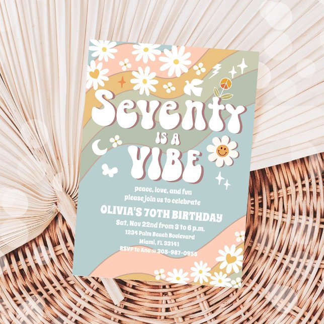 Invitation d'anniversaire rétro Daisy 70 ans (Créateur téléchargé)