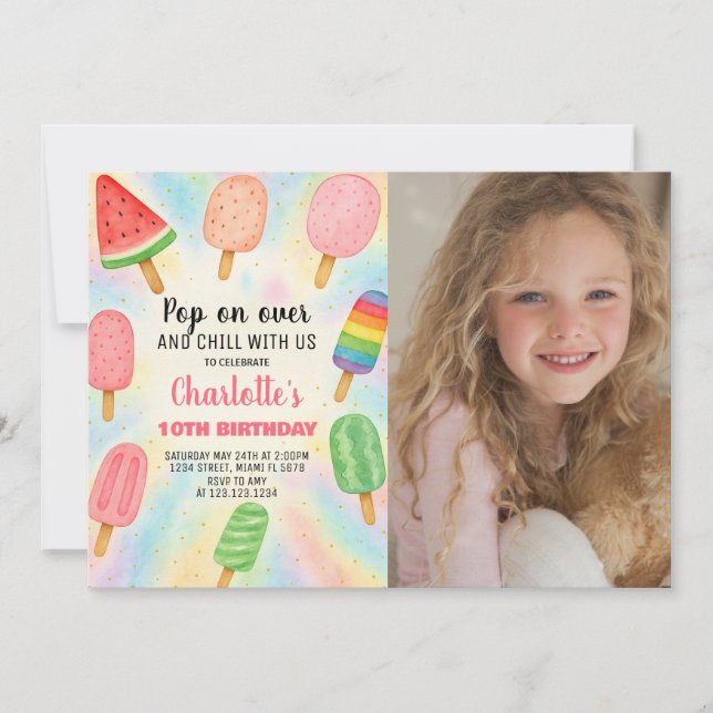 Invitation d'anniversaire Retro Popsicle (Devant)