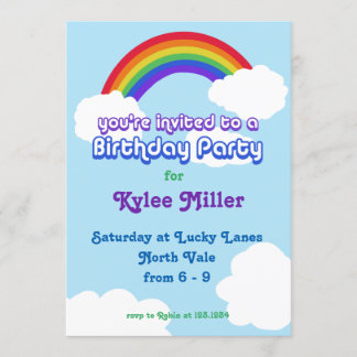 Invitation d'anniversaire rétro Rainbow