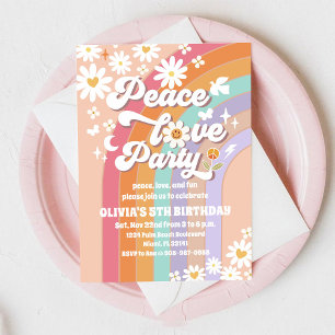 Invitation d'anniversaire Rétro Rainbow Daisy