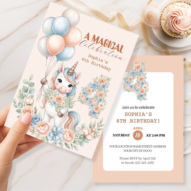 Invitation d'anniversaire Rêves de Licorne (Créateur téléchargé)
