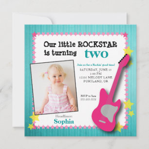 Invitation d'anniversaire Rockstar pour fille avec