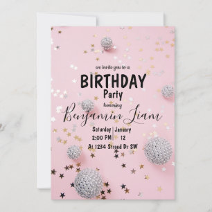 Invitation d'anniversaire rose