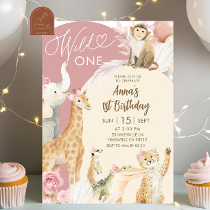 Invitation d'anniversaire Rose Boho Safari Wild On