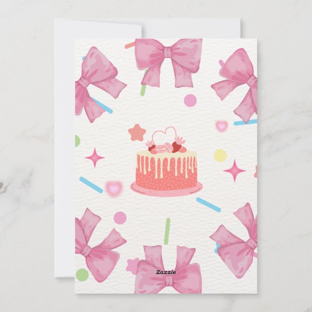 Invitation d'anniversaire rose de charme avec Eleg (Dos)
