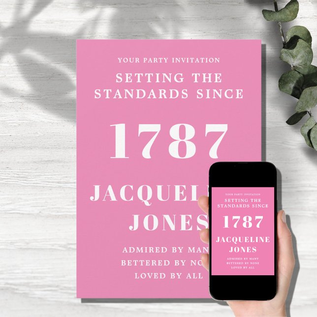 Invitation d'anniversaire rose et blanc  (Créateur téléchargé)