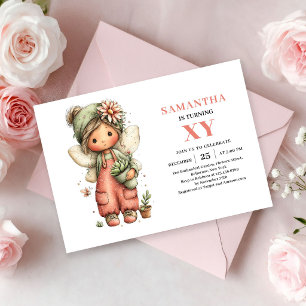 Invitation d'anniversaire rose fantaisie Petite Fé