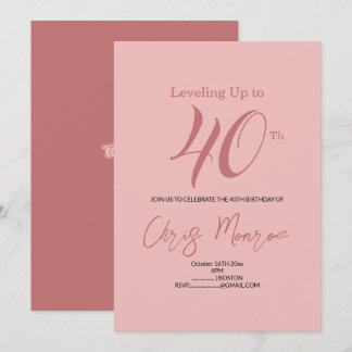 Invitation d'anniversaire rose moderne
