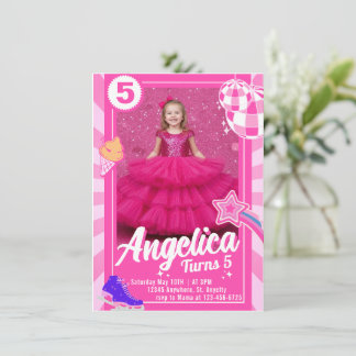 Invitation d'anniversaire rose poupée