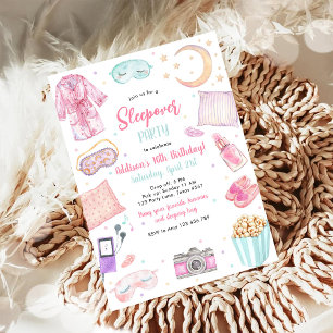 Invitation d'anniversaire rose pour fille de soiré