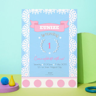 Invitation d'anniversaire rose pour les filles