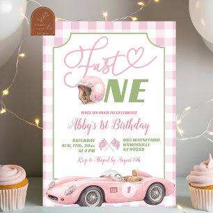 Invitation d'anniversaire Rose Prépa Rétro Rapide
