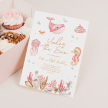 Invitation d'anniversaire rose sous la mer 
