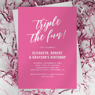 Invitation d'anniversaire Rose Triple Fun