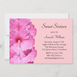 Invitation d'anniversaire rose tropicale
