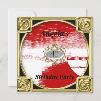 Invitation d'anniversaire rouge Rouge