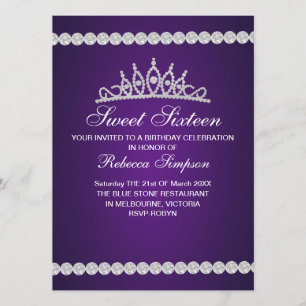 Invitation d'anniversaire Royal Purple Tiara