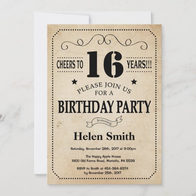 Invitation d'anniversaire Rustic Vintage Retro (Devant)