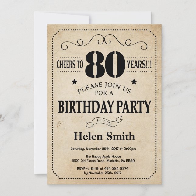Invitation d'anniversaire Rustic Vintage Retro (Devant)