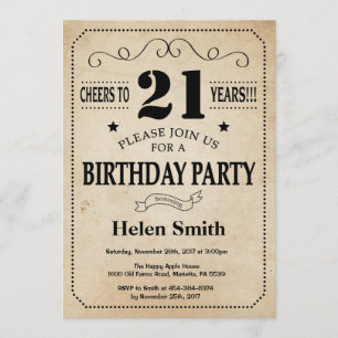 Invitation d'anniversaire Rustic Vintage Retro