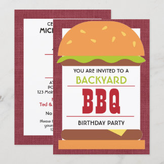 Invitation d'anniversaire Rustique de BBQ de Cour