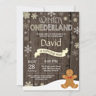 Invitation d'anniversaire rustique d'hiver Onederl