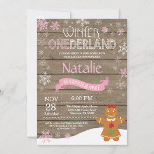 Invitation d'anniversaire rustique d'hiver Onederl