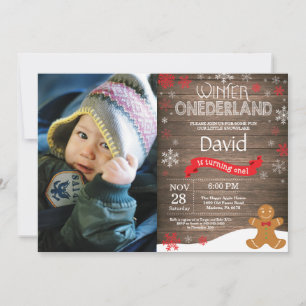 Invitation d'anniversaire rustique d'hiver Onederl