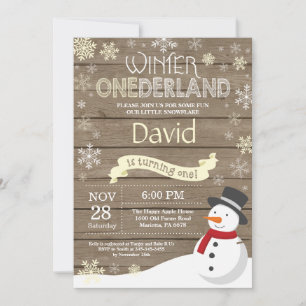 Invitation d'anniversaire rustique d'hiver Onederl