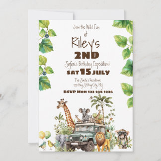 Invitation d'anniversaire Safari