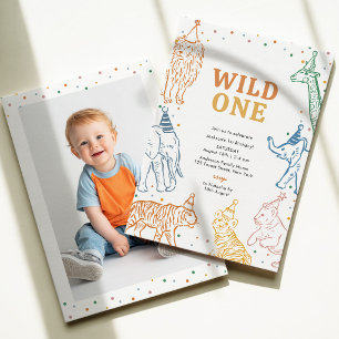 Invitation d'anniversaire Safari Animals Wild One 