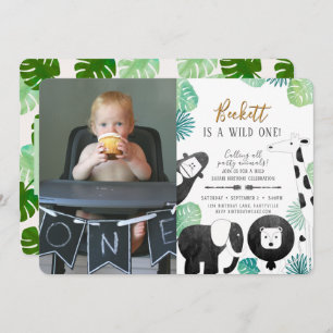 Invitation d'anniversaire Safari Black and Green P