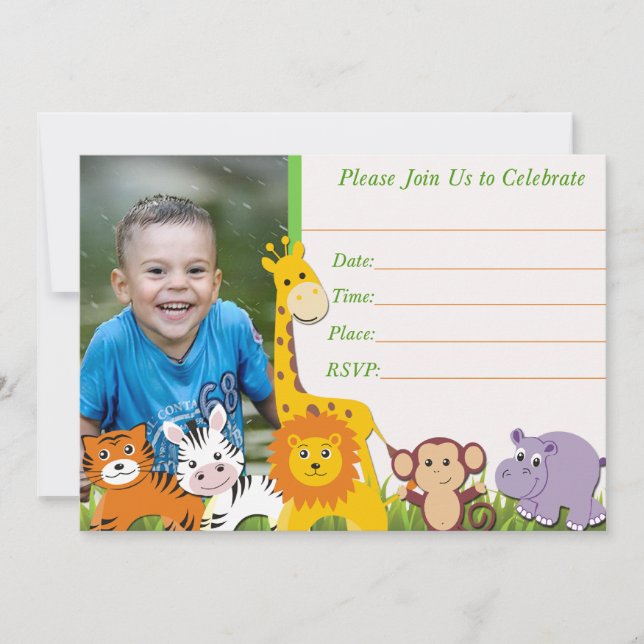 Invitation d'anniversaire Safari, invitation jungl (Devant)