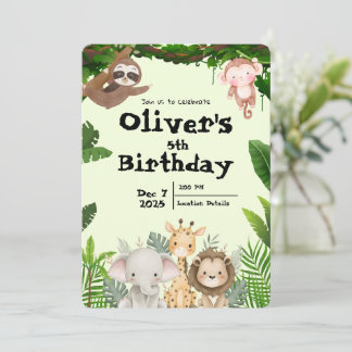 Invitation d'anniversaire Safari Jungle