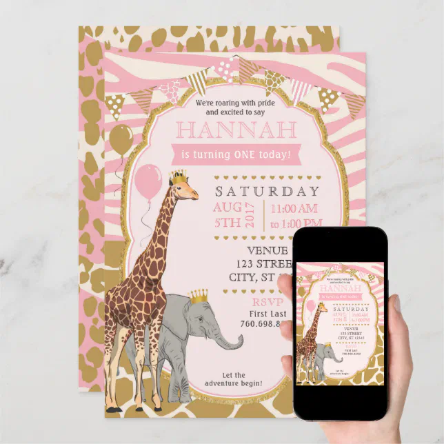 8 cartes d'invitation anniversaire Safari