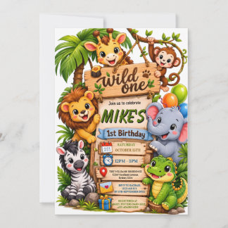 Invitation d'anniversaire Safari Wild One | Douce