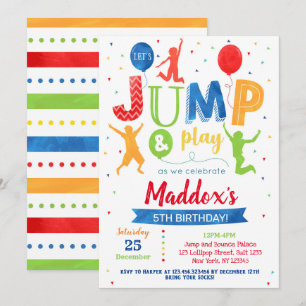 Invitation d'anniversaire saut rebond trampoline f