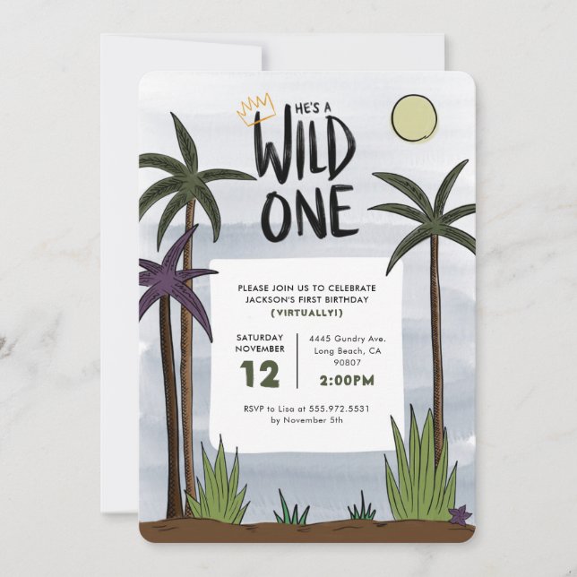 Invitation d'anniversaire sauvage (Devant)