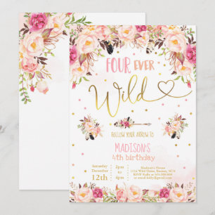 Invitation d'anniversaire sauvage Boho Four Ever W