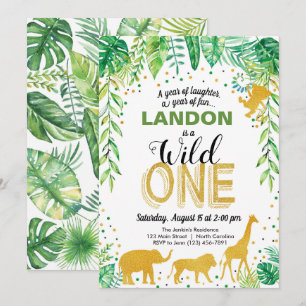 Invitation d'anniversaire sauvage Jungle Safari An