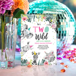 Invitation d'anniversaire sauvage Safari Girls Ani