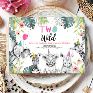 Invitation d'anniversaire sauvage Safari Girls Ani