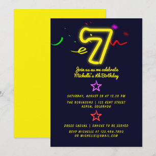 Invitation d'anniversaire septième pour la fête d'