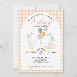 Invitation d'anniversaire Silly Goose Plaid aqua